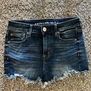 American Eagle Outfitters Frayed Hem Blue Jean Shorts